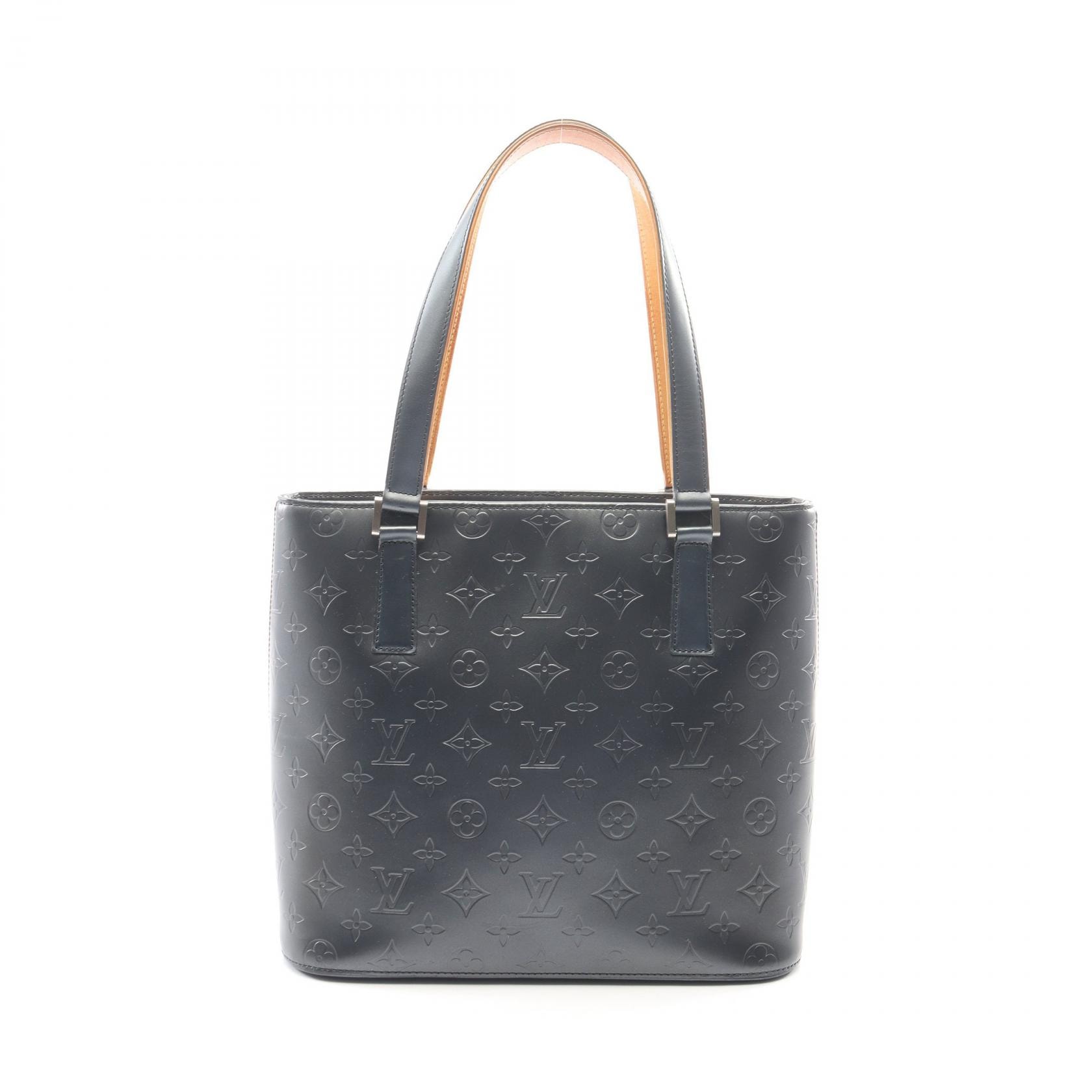 ルイ・ヴィトン LOUIS VUITTON ストックトン モノグラムマット ブルー ハンドバッグ バッグ レザー レディース ネイビー系 M55115 【中古】