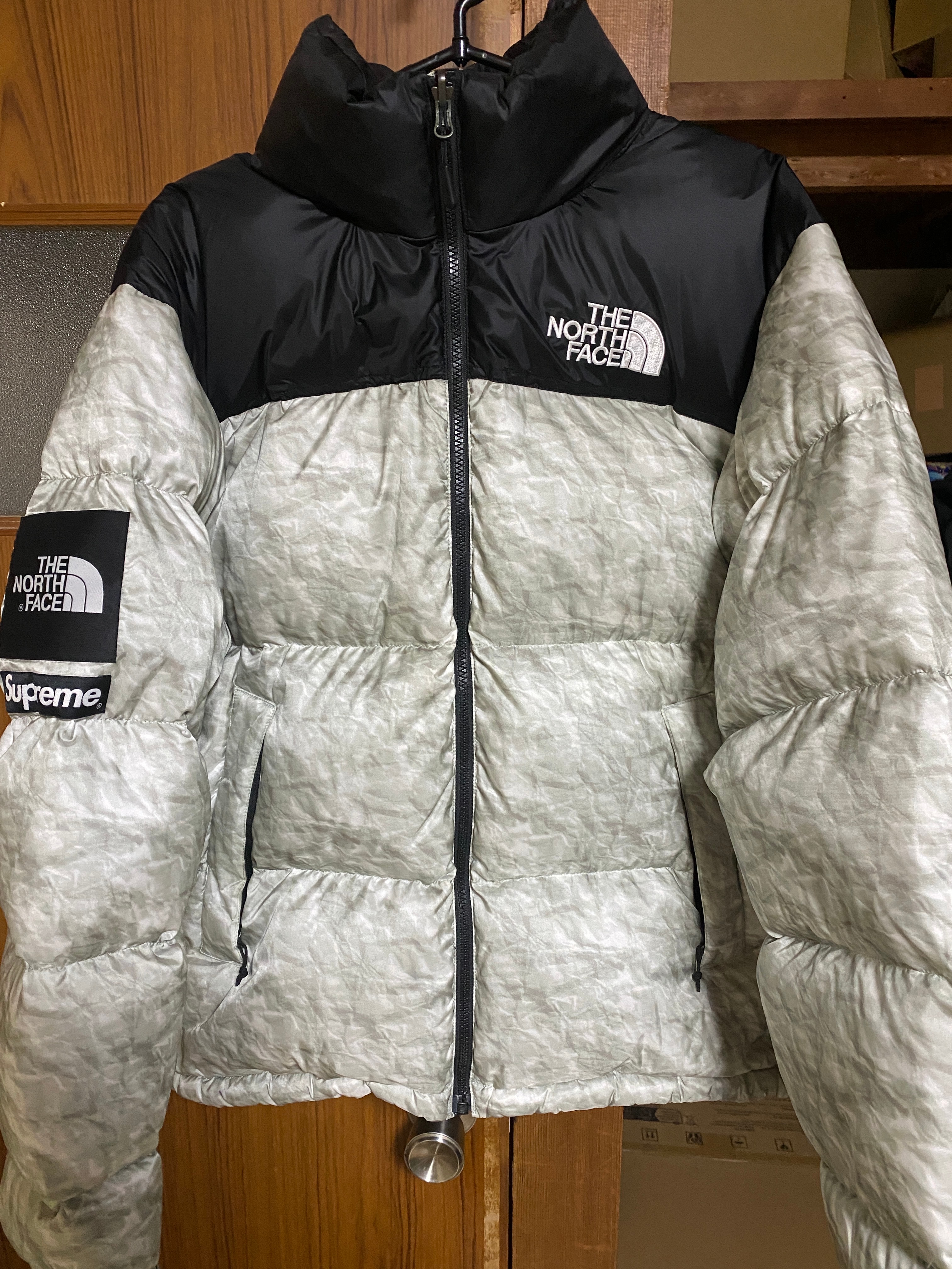 Supreme x The North Face Nuptse Jacket "White Paper Print"