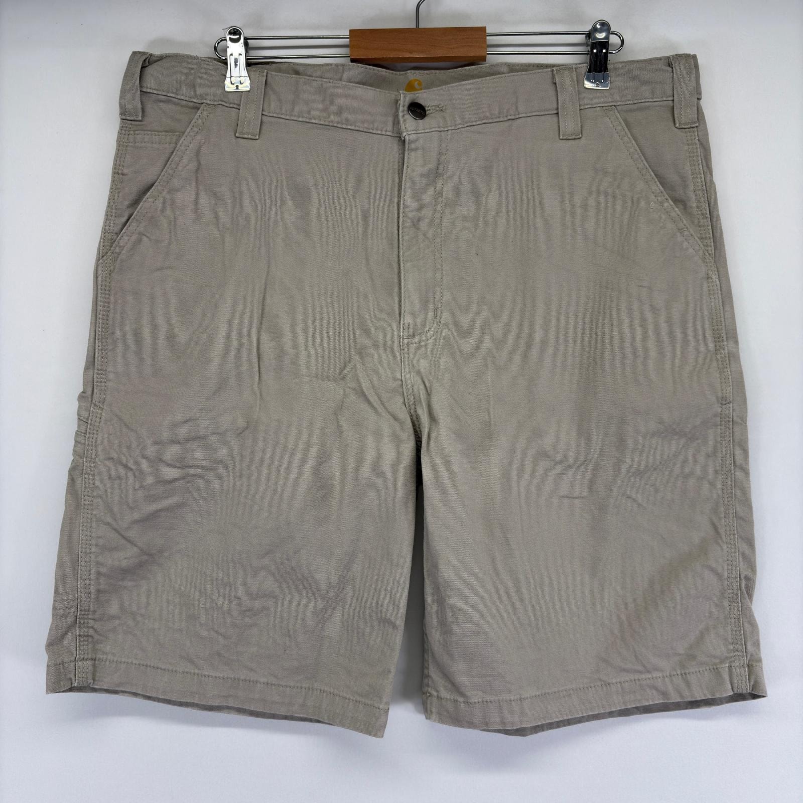 古着 カーハート Carhartt ダック パンツ ワーク カーゴ ペインター ワンポイントロゴ ハーフパンツ ショート w40  グレー メンズ