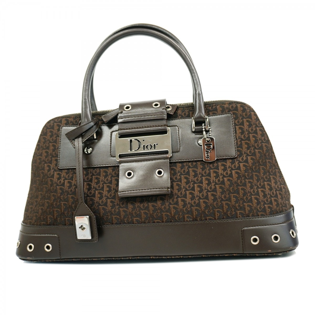 ★SALE【6db2155】クリスチャンディオール ハンドバッグ キャンバス ブラウン シルバー金具【中古】レディース
