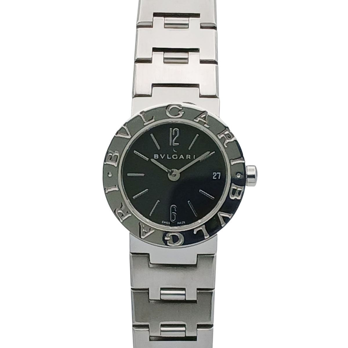 BVLGARI ブルガリ ブルガリブルガリ SS ブラック文字盤 クオーツ 23mm 腕時計 BB23SSD ステンレススチール シルバー クオーツ  レディース【中古】