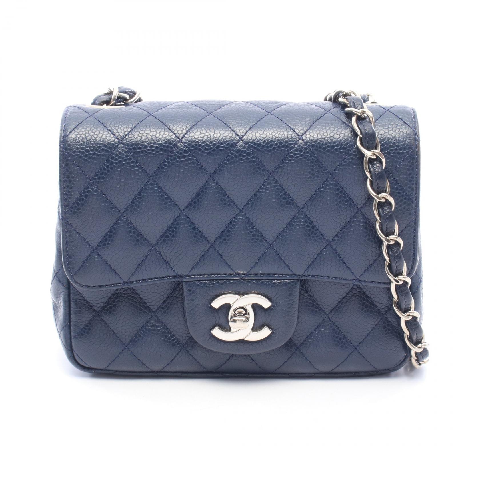 シャネル CHANEL ミニマトラッセ ショルダーバッグ バッグ キャビアスキン(グレインドカーフ) レディース ネイビー系 【中古】