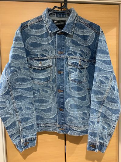 Supreme x HYSTERIC GLAMOUR Snake Denim Trucker Jacket "Blue"