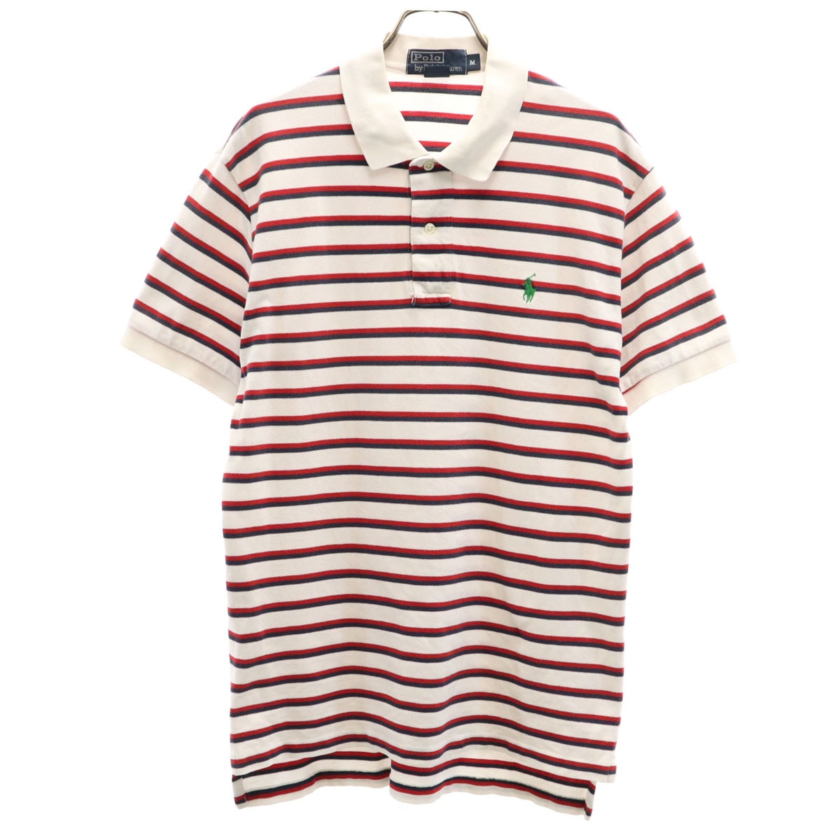 Polo by Ralph Lauren ポロバイラルフローレン ボーダー 半袖 ポロシャツ M ホワイト