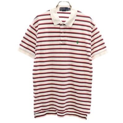 Polo by Ralph Lauren ポロバイラルフローレン ボーダー 半袖 ポロシャツ M ホワイト