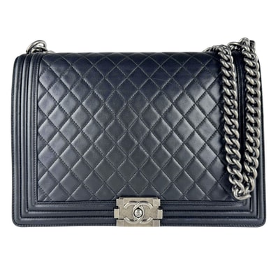 シャネル CHANEL ショルダーバッグ ボーイシャネル ラージ ラムスキン ブラック レディース【中古】 z10666