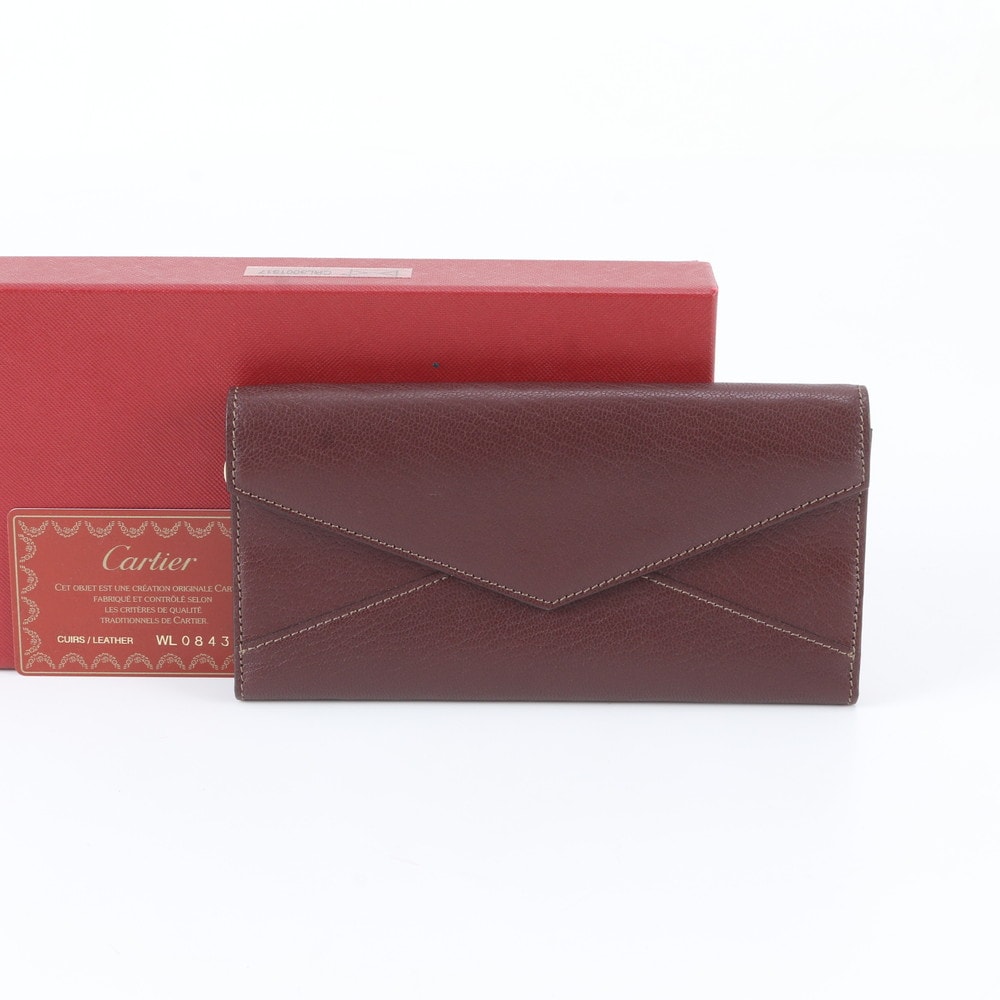 ■極美品 カルティエ エンベロープ 型 L3001317 長財布 レザー