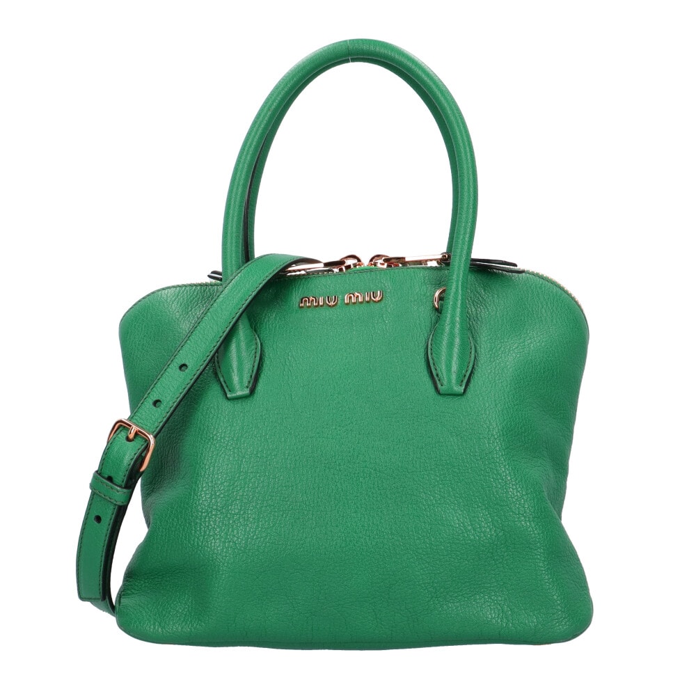 ミュウ ミュウ マドラス ショルダーバッグ レザー RL0097 グリーン レディース Miu Miu 中古