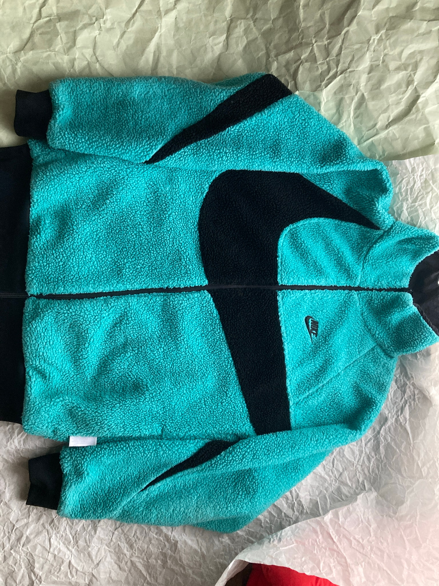 Nike Full Zip Big Swoosh Boa Jacket "Hyper Jade/Black"