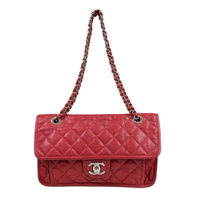 シャネル フレンチリビエラ マトラッセ ショルダーバッグ レザー レッド レディース CHANEL 中古