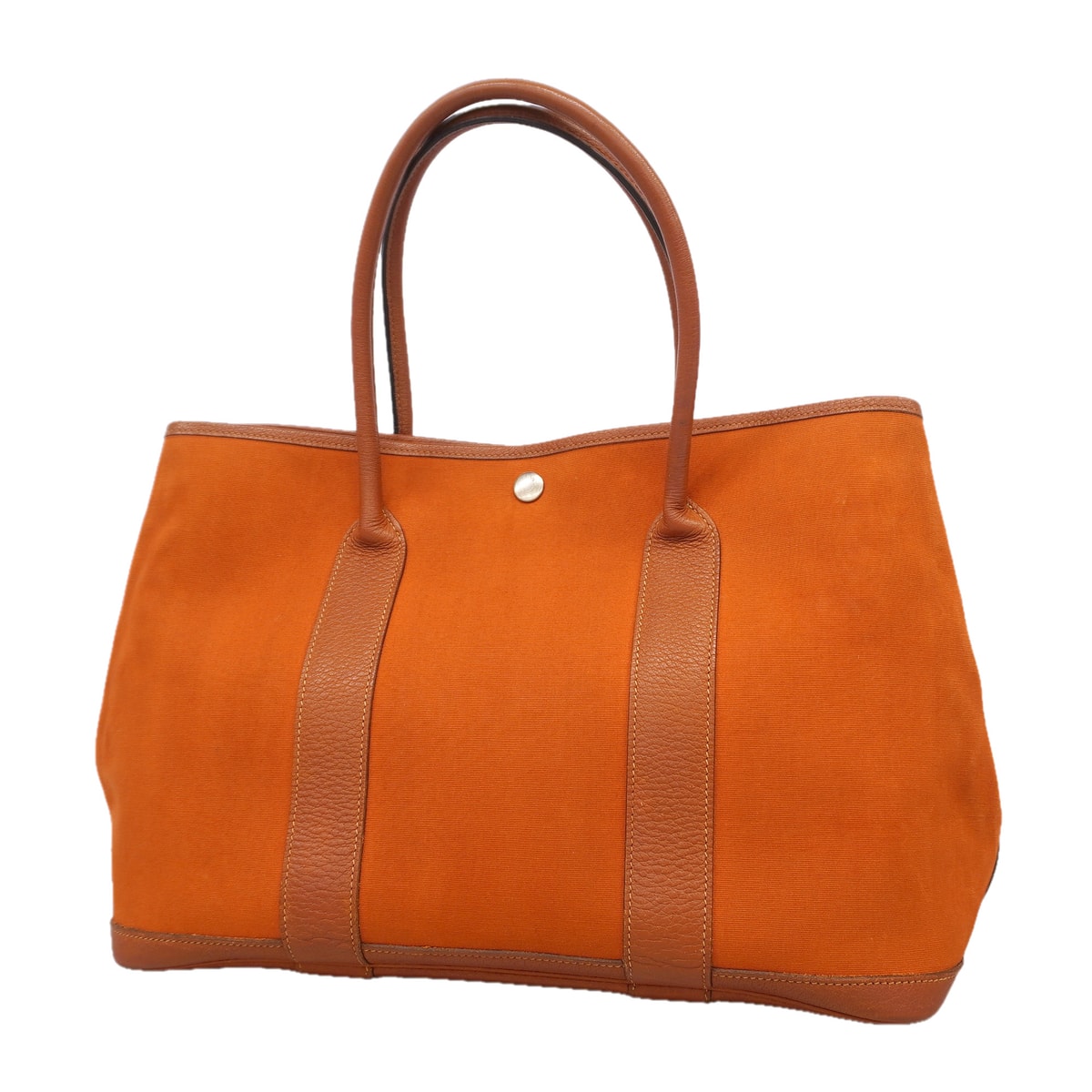 【6ia1057】エルメス トートバッグ ガーデンパーティPM トワルオフィシエ オレンジ シルバー金具 □I刻印【中古】レディース