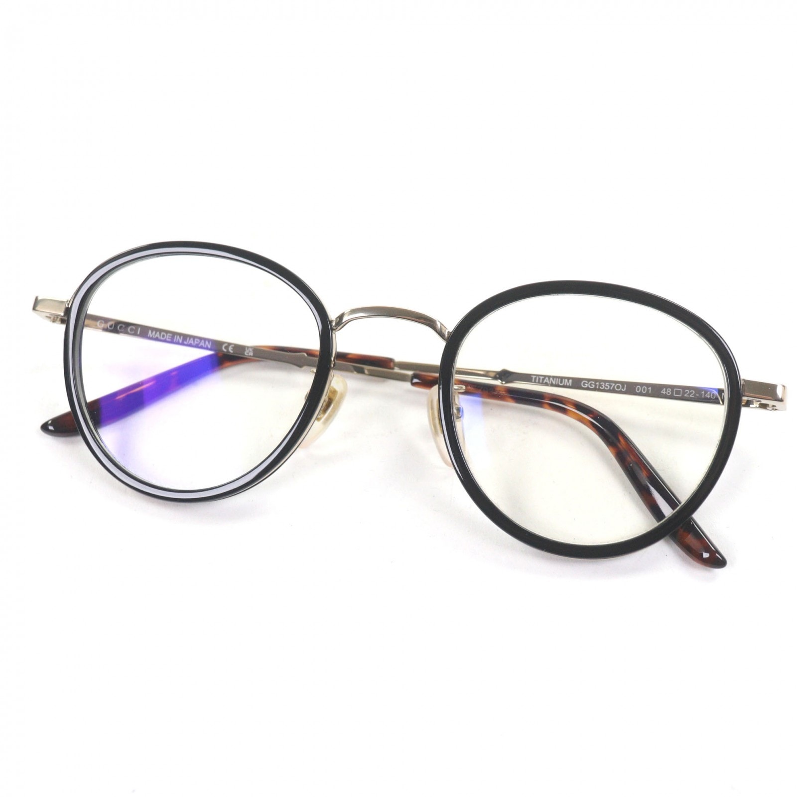 美品 グッチ メガネ ブラック メンズ 48□22-140 GG1357OJ