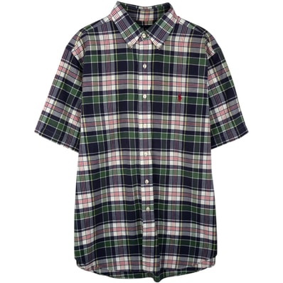 古着 ラルフローレン Ralph Lauren CLASSIC FIT クラシックフィット 半袖 ボタンダウン チェックシャツ メンズL相当/eaa643954