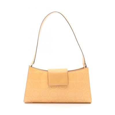 サルヴァトーレフェラガモ Salvatore Ferragamo ガンチーニ エンボス ショルダーバッグ バッグ レザー レディース ベージュ系 21 1856 【中古】