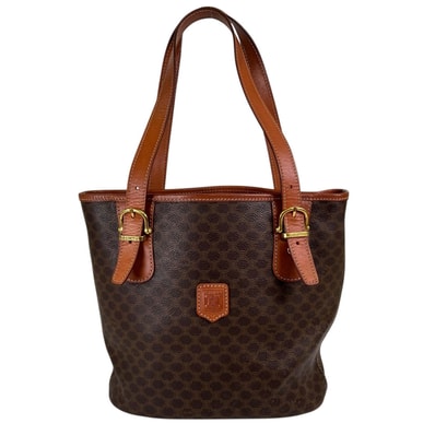 CELINE セリーヌ M95 トートバッグ レザー ブラウン レディース マカダム【中古】