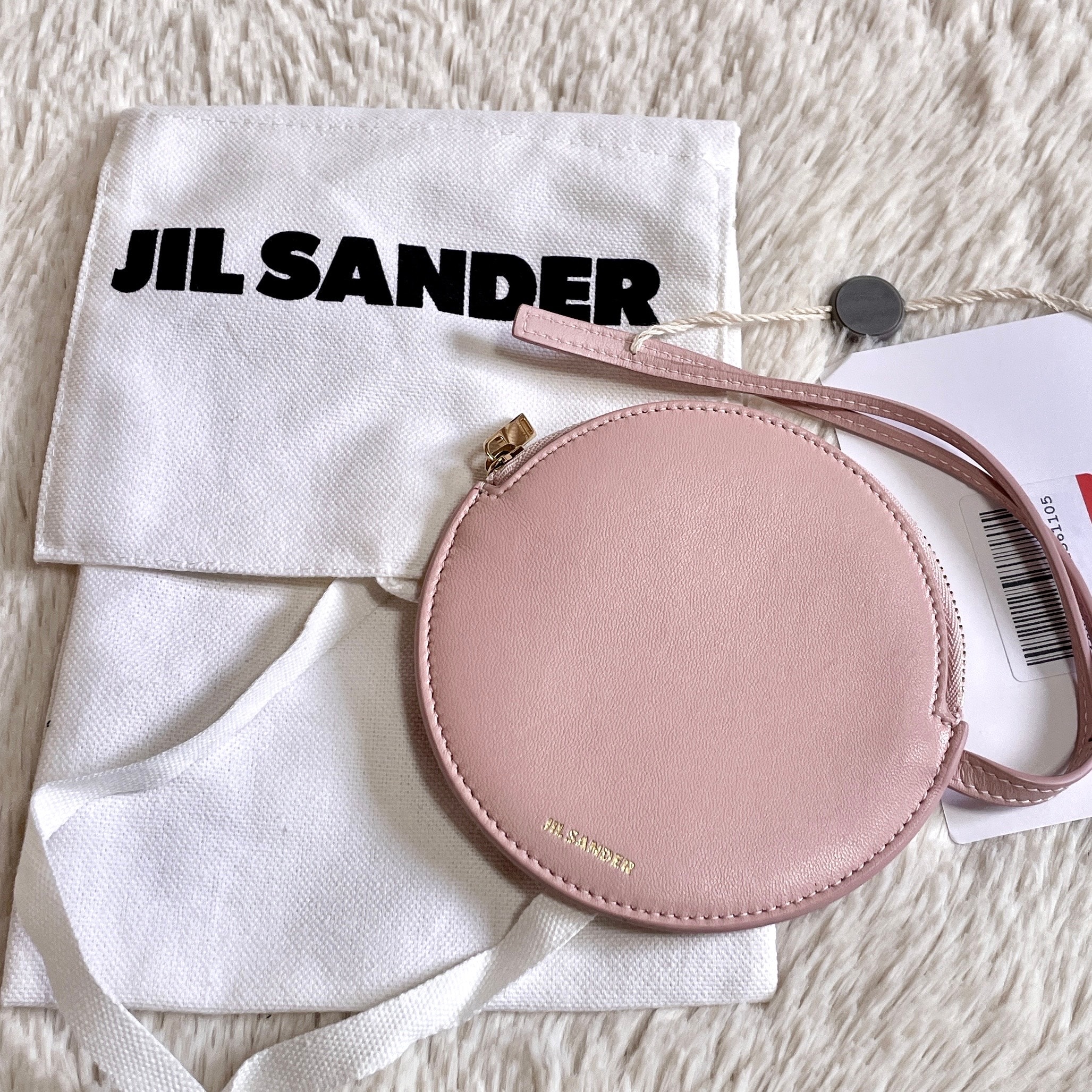 未使用タグ付極美品 ジルサンダー 丸型 レザー ロゴ コインケース 財布 ピンク