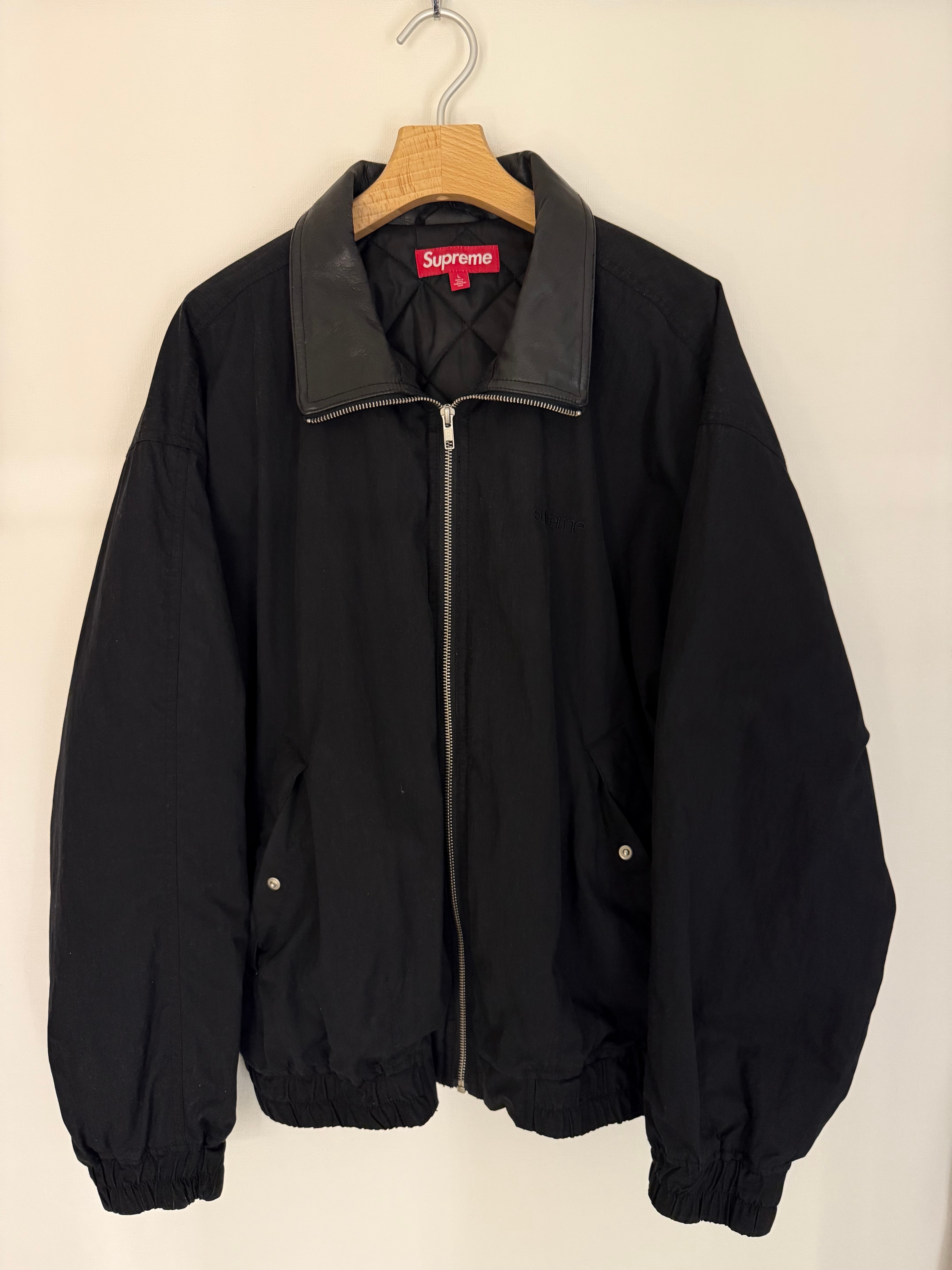 Supreme Leather Collar Utility Jacket "Black"