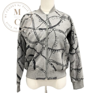 エルメス HERMES アウター コットン グレー ブラック ブルゾン ジャケット 裏起毛 トレゾール・メドール柄