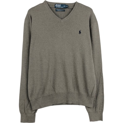 古着 ラルフローレン Ralph Lauren POLO by Ralph Lauren Vネック コットンニットセーター メンズL相当/eaa678680