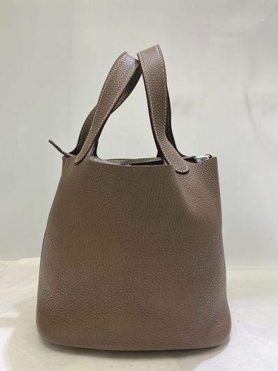 Hermes Picotin Lock 22/MM Taurillon Clemence "Etoupe/Silver"