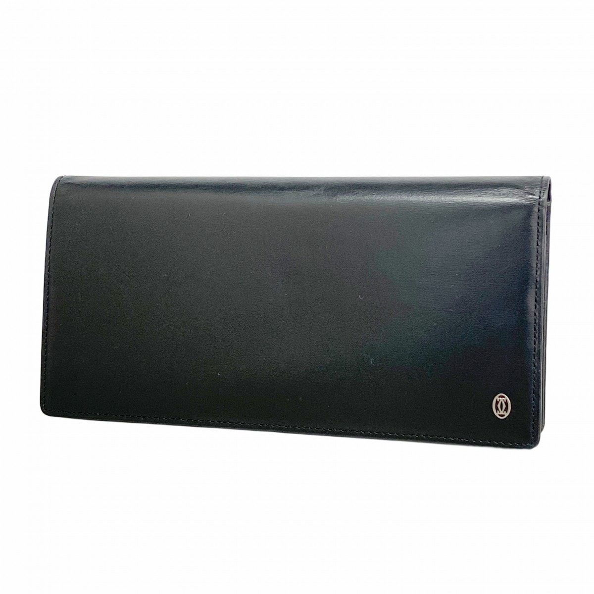 【6ec2848】カルティエ 長財布 マスト レザー ブラック シルバー金具【中古】メンズ