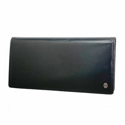 【6ec2848】カルティエ 長財布 マスト レザー ブラック シルバー金具【中古】メンズ
