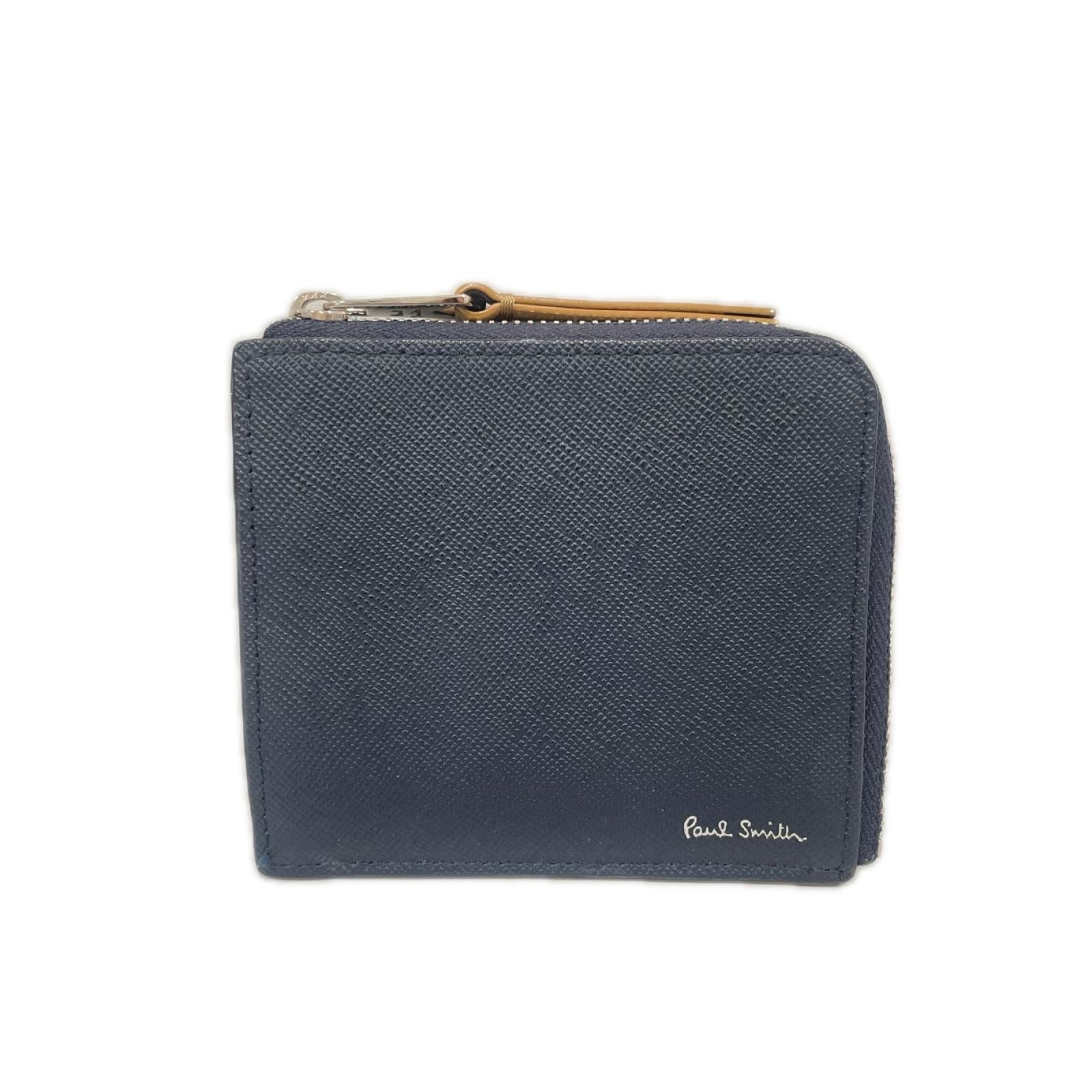 Paul Smith ポールスミス メンズ ブライトストライププラー L字ファスナー財布 ネイビー