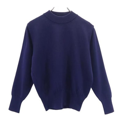 YVES SAINT LAURENT イヴサンローラン 90s オールド ウール ロゴ刺繍 長袖 セーター M ネイビー系 ニット