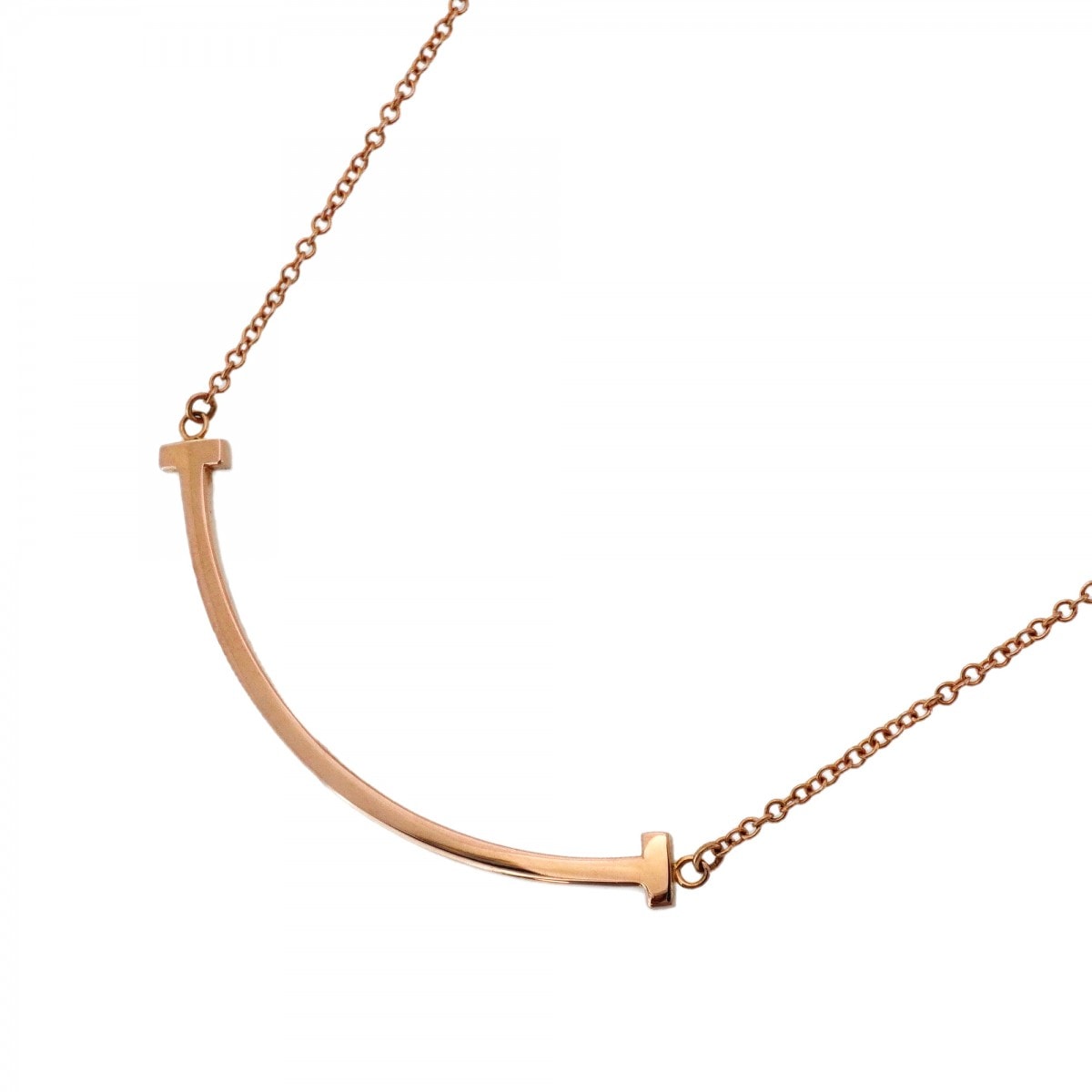 ★最終価格【6jcb0271】ティファニー ネックレス Tスマイル スモール K18PG ピンクゴールド【中古】レディース