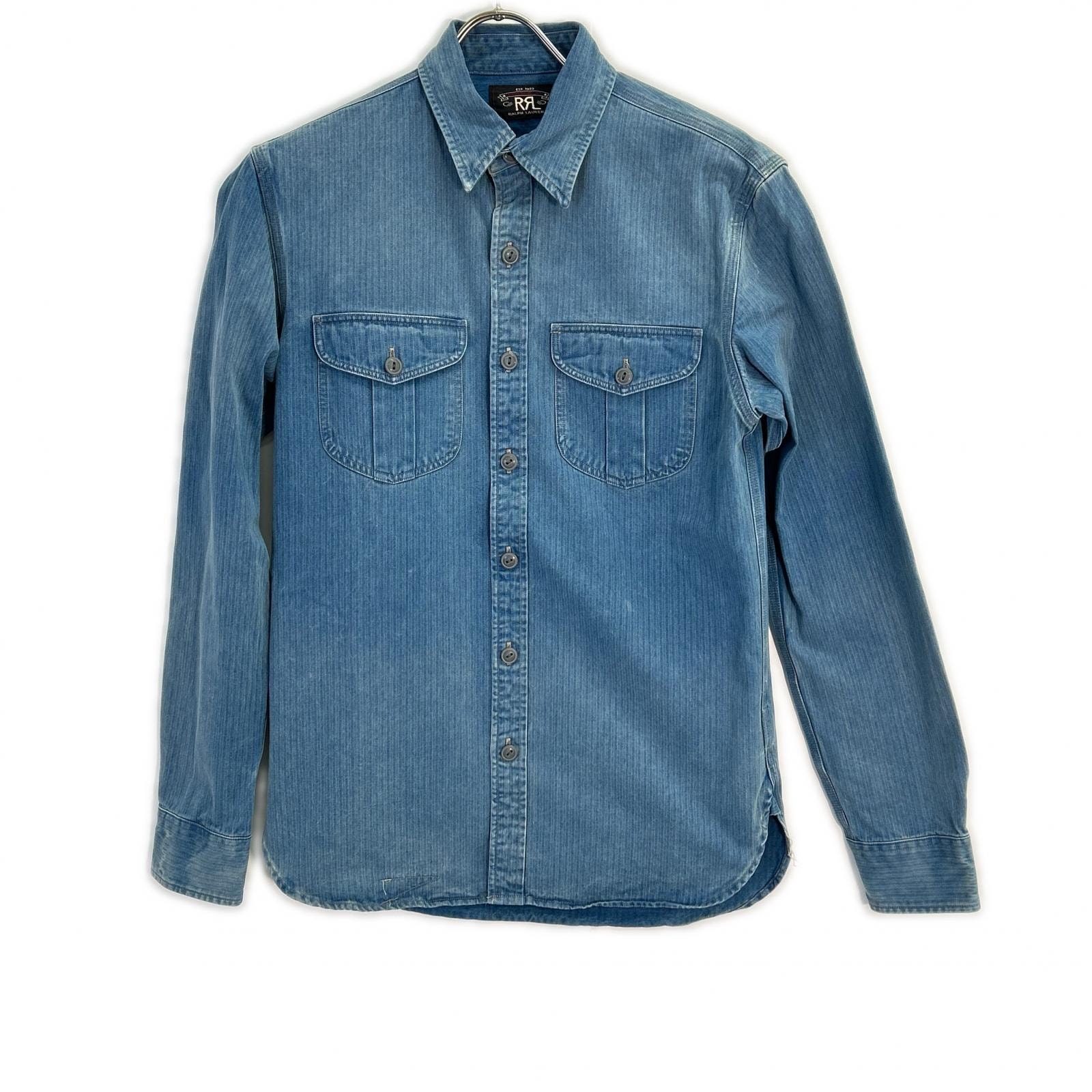 ダブルアールエル 782913172001 コットン ロングスリーブストライプデニムシャツ XS