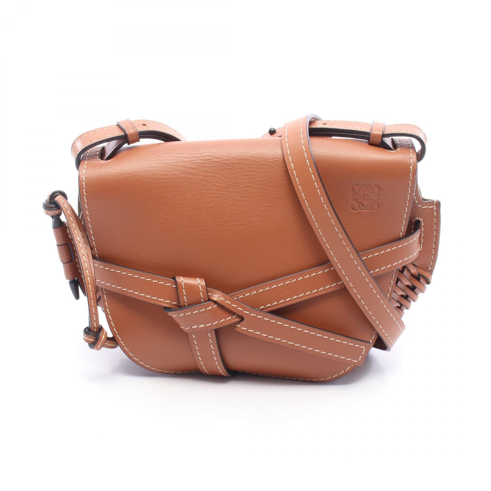 ロエベ LOEWE GATE BAG ゲートバッグ ヴーブン スモール ショルダーバッグ バッグ レザー レディース ブラウン系 【中古】