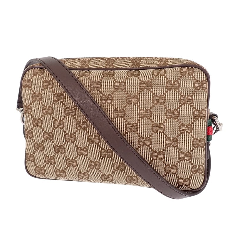 グッチ GUCCI スモール クロスボディバッグ 834802 ボディバッグ ショルダーバッグ  セカンドバッグ GGキャンバス ベージュ ダークブラウン メンズ レディース【中古】【Aランク】