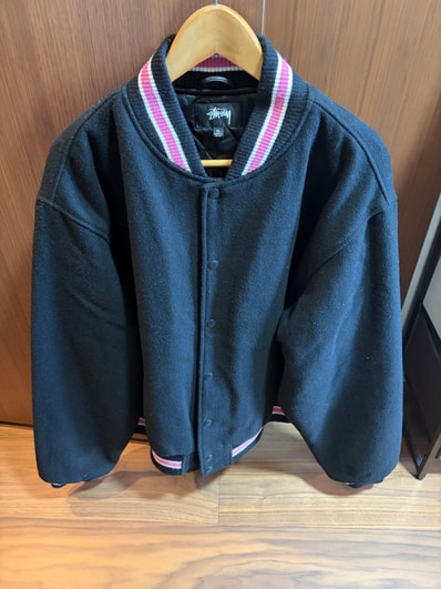 Stussy S Talk Melton Varsity Jacket "Black "