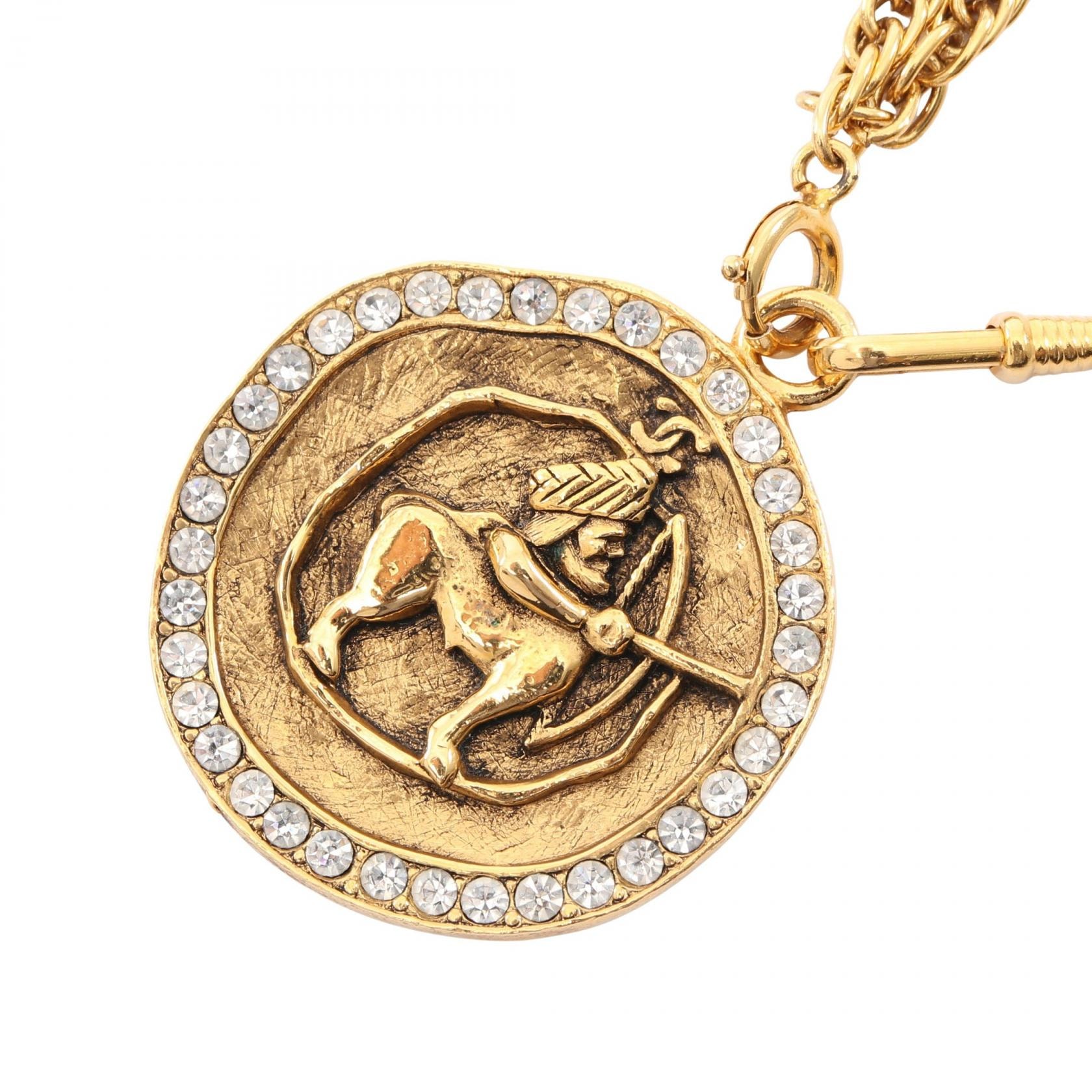 シャネル CHANEL ケンタウロス ネックレス ジュエリー GP(ゴールドメッキ) ラインストーン レディース ゴールド系 / クリア系 【中古】