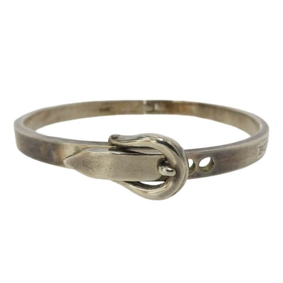 BURBERRY BLACK LABEL バーバリーブラックレーベル ベルトカフ バングル ブレスレット SV925 シルバー系【中古】