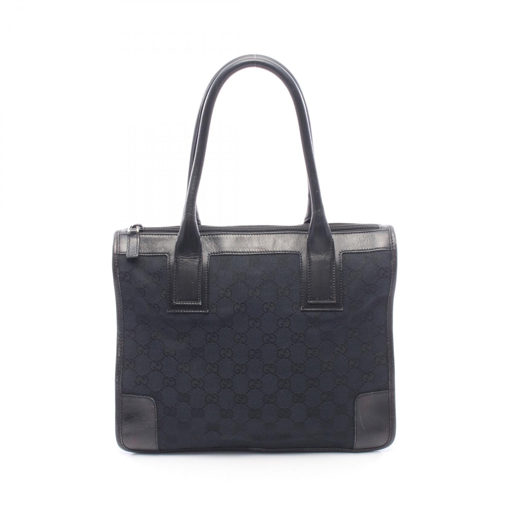グッチ GUCCI GGキャンバス トートバッグ バッグ キャンバス レザー レディース ブラック系 0000855 【中古】