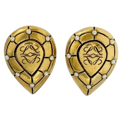 ロエベ レディース ヴィンテージ クリップ イヤリング アナグラム ゴールド色