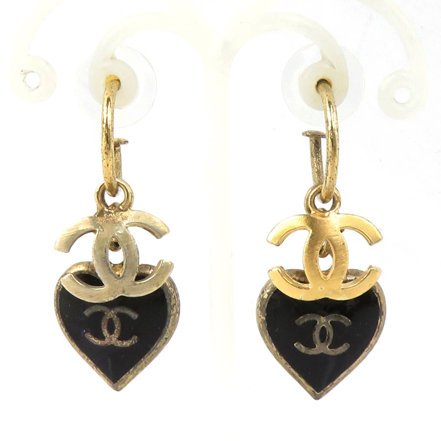 シャネル CHANEL ピアス メタル ゴールド/ブラック レディース【中古】 r11500a