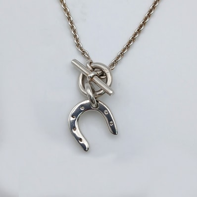 HERMES エルメス ポルトボヌール ネックレス シルバー メンズ【中古】