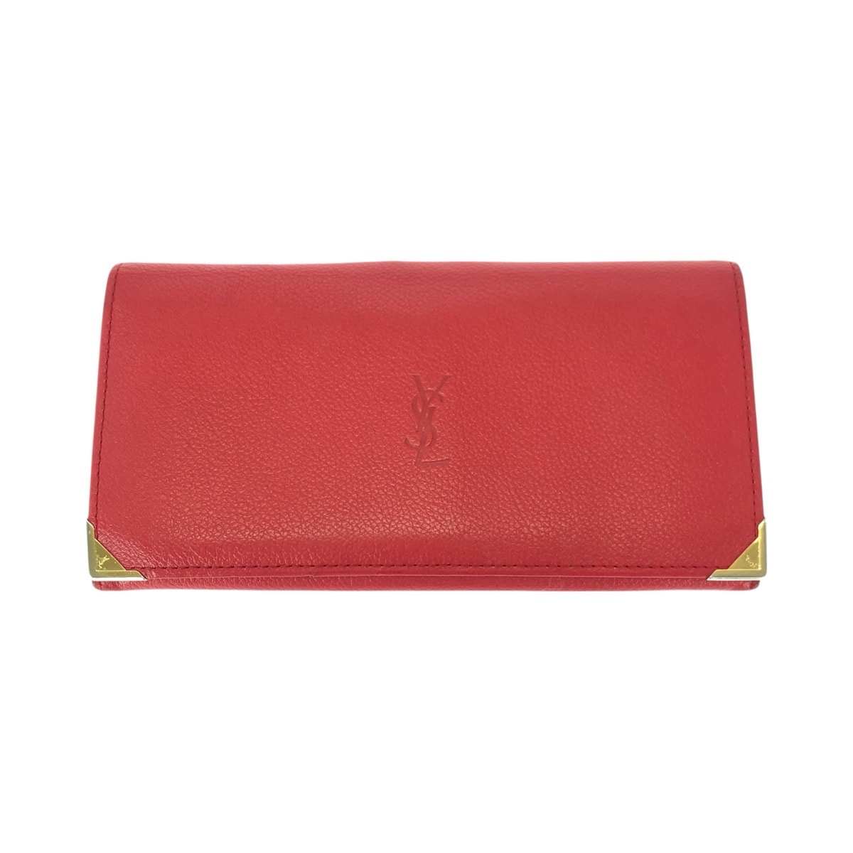 SAINT LAURENT サンローラン YSL レッド ゴールド金具 レザー 長財布 ロングウォレット 506209 【中古】