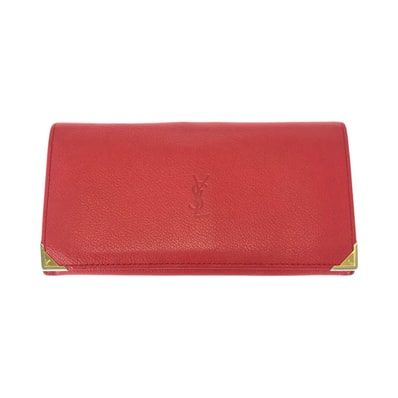 SAINT LAURENT サンローラン YSL レッド ゴールド金具 レザー 長財布 ロングウォレット 506209 【中古】