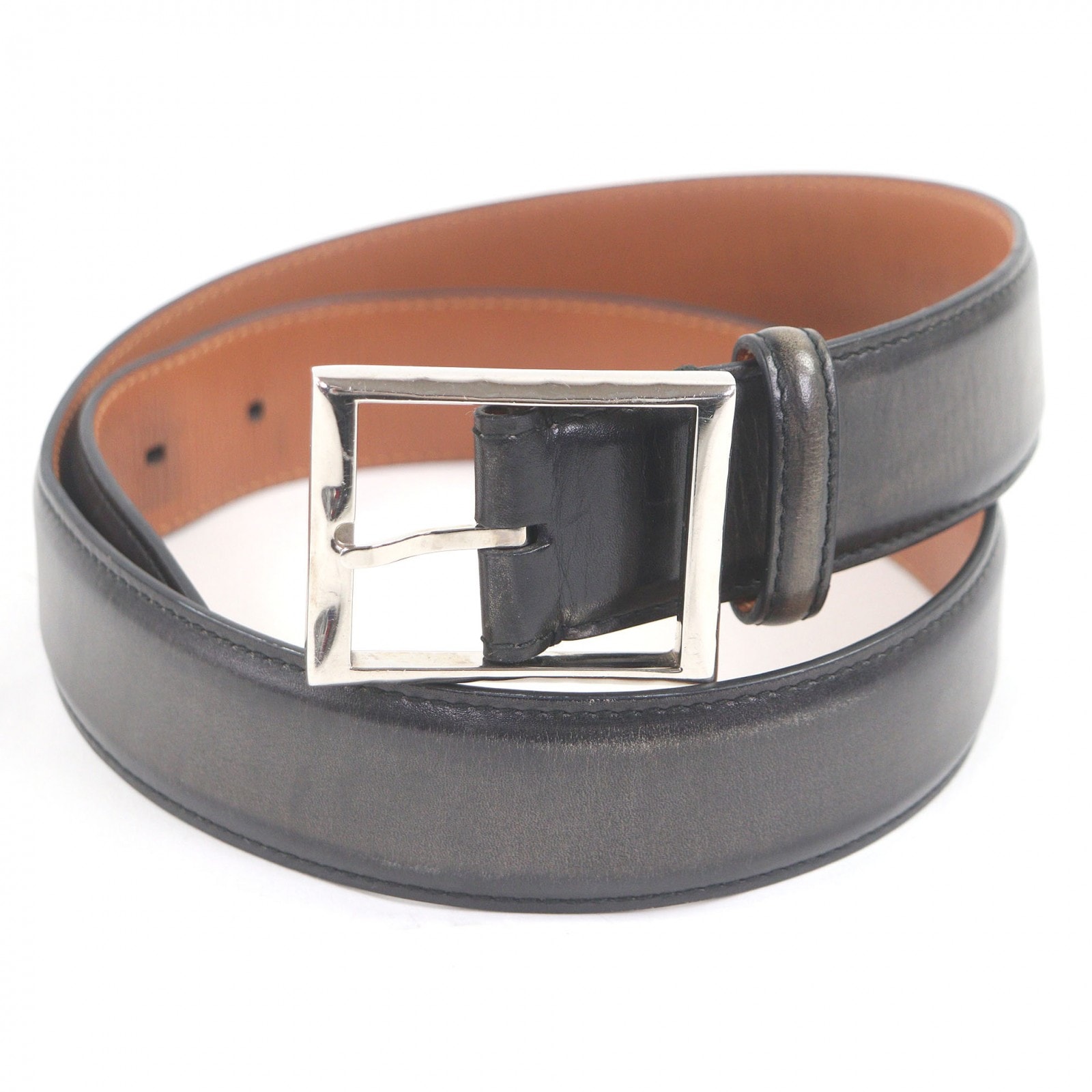 やや傷や汚れあり】良品 ベルルッティ ベルト ブラック系 メンズ 80 32