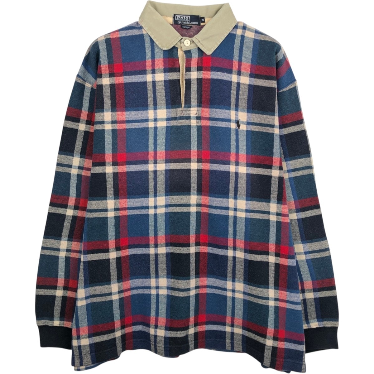 古着 ラルフローレン Ralph Lauren POLO by Ralph Lauren チェック柄 長袖 ラガーシャツ USA製 メンズXL相当/eaa662538