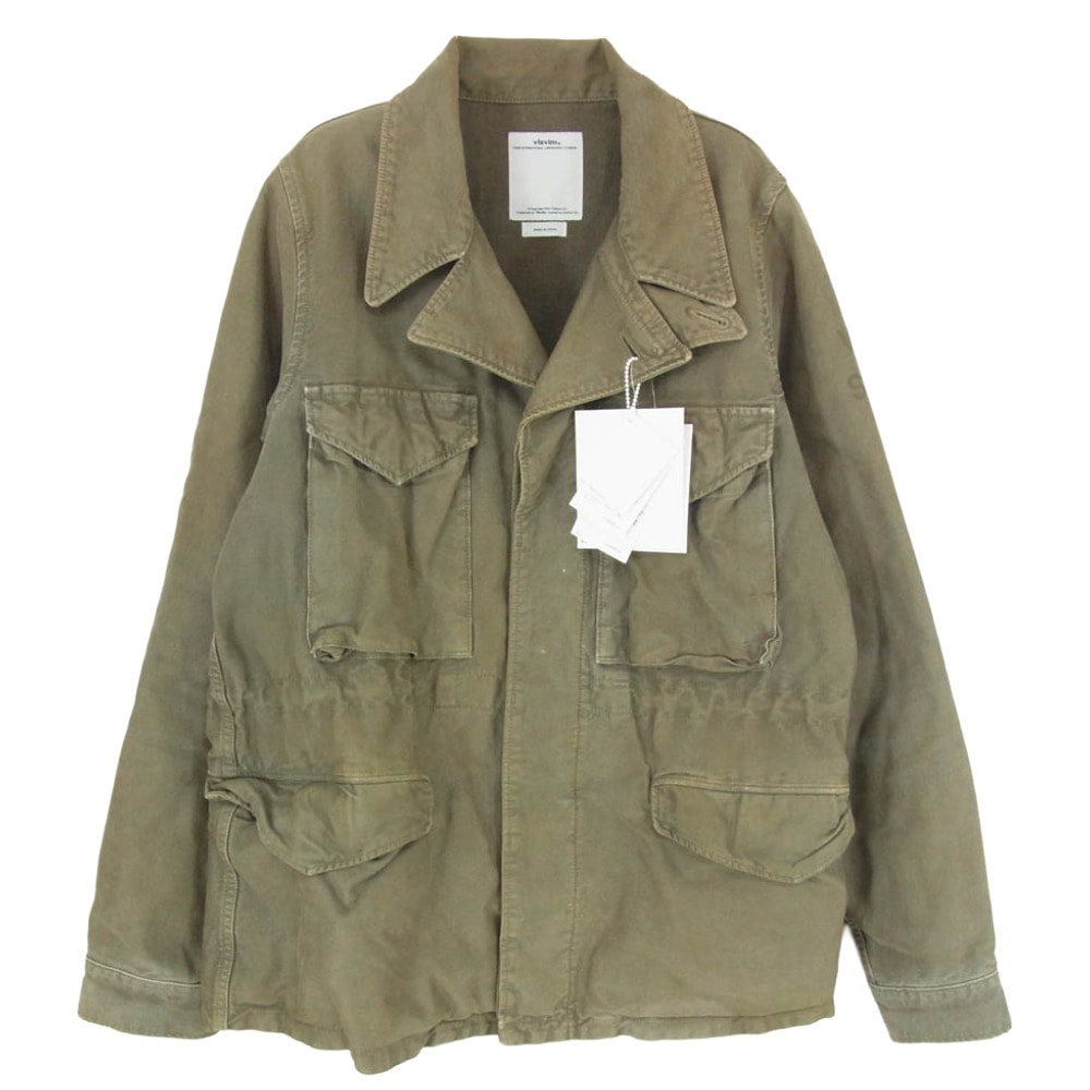 VISVIM ビズビム ジャケット 16SS 0116105013028 ACHSE JKT DMGD CHINO アクス ジャケット ステンシルHAND PAINTナンバリング 硫化染 加工 ミリタリー ジャケット カーキ系 2【美品】【中古】