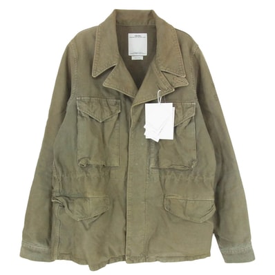 VISVIM ビズビム ジャケット 16SS 0116105013028 ACHSE JKT DMGD CHINO アクス ジャケット ステンシルHAND PAINTナンバリング 硫化染 加工 ミリタリー ジャケット カーキ系 2【美品】【中古】