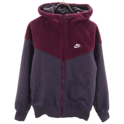NIKE ナイキ 長袖 リバーシブル フリース切替 ジップパーカー S パープル