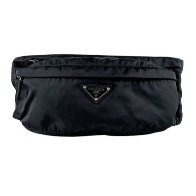 プラダ PRADA ボディバッグ ナイロン ブラック シルバー メンズ【中古】 z9332