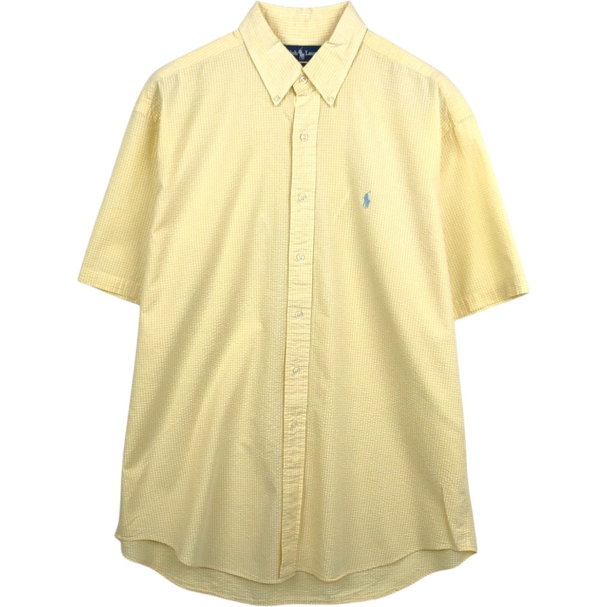 古着 ラルフローレン Ralph Lauren BLAKE ギンガムチェック シアサッカー 半袖 ボタンダウン チェックシャツ メンズL相当/eaa668616