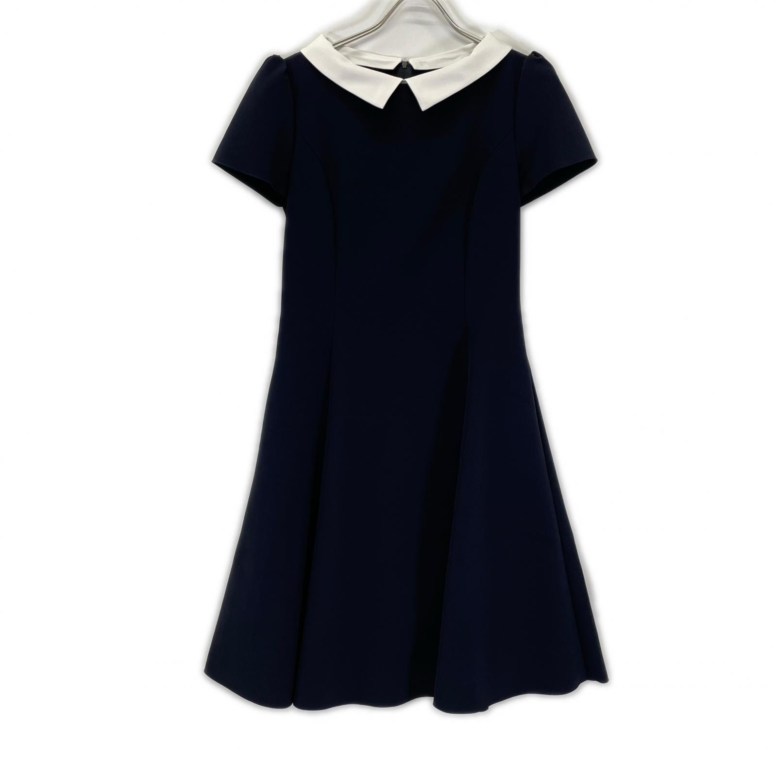 フォクシーニューヨーク 42633 22年 ネイビー New Standard Dress カラー付き半袖ワンピース 38