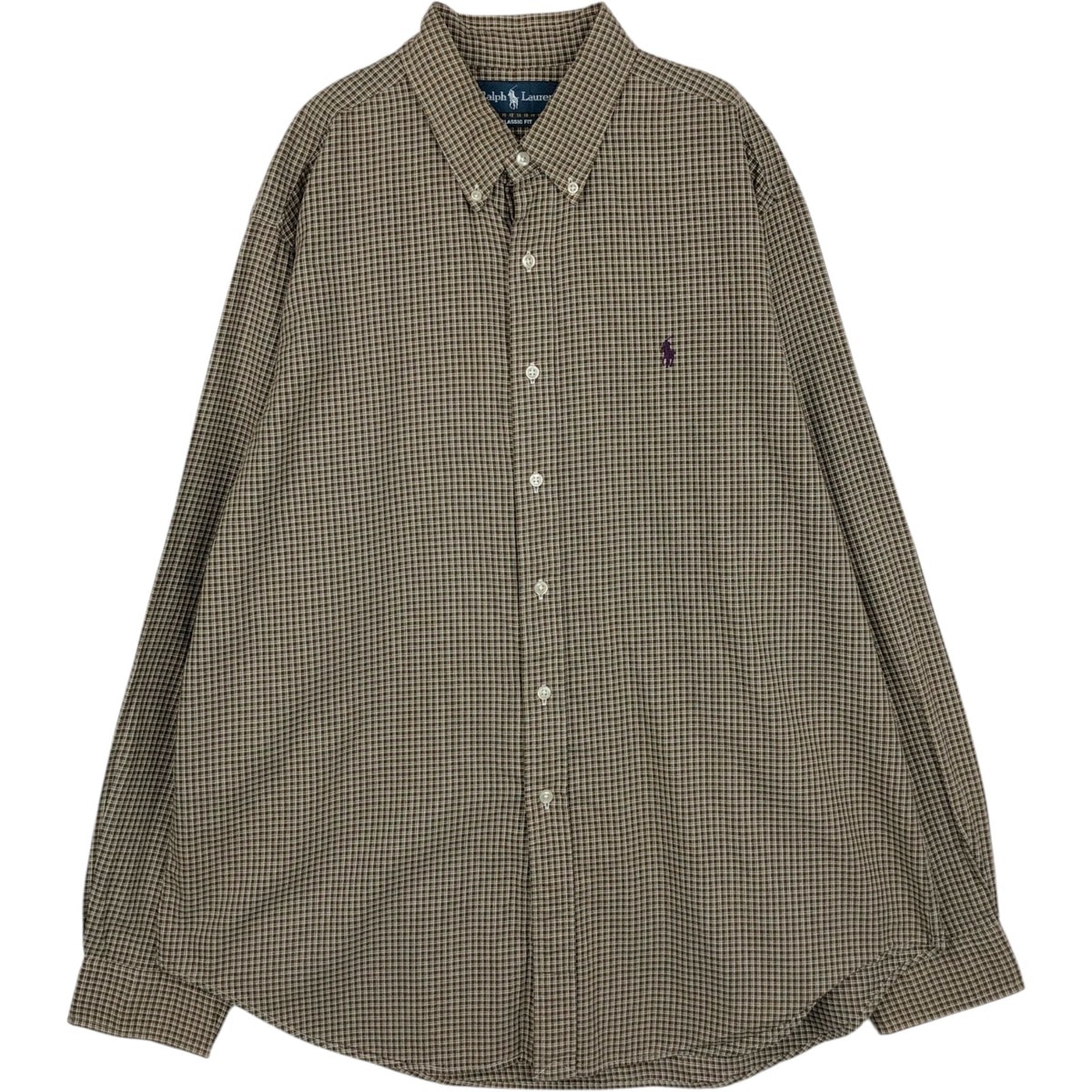 古着 ラルフローレン Ralph Lauren CLASSIC FIT クラシックフィット 長袖 ボタンダウンチェックシャツ メンズXL相当/eaa650129